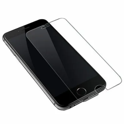 A smartphone with a screen protector placed on top of the screen.