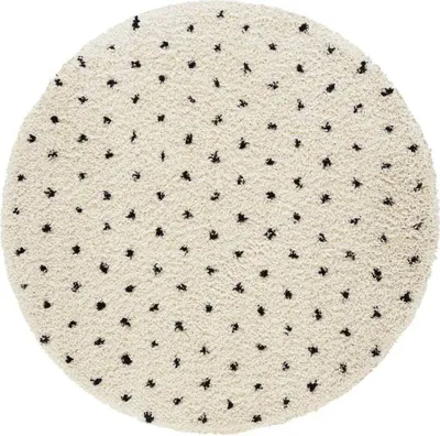 Productafbeelding van Leva vloerkleed, diameter 160 cm, Delora, crème - zwart