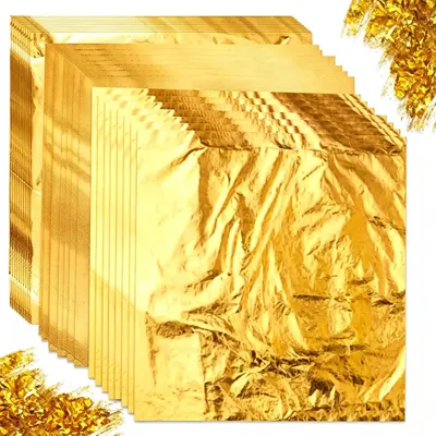 Produktbild von BetterJonny Blattgold, 300 Stück, Blattgold, für Kunstprojekte, Dekoration, Basteln, Dekoration von Nägeln (14 x 14 cm) – 300 - Gold