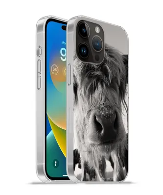 Produktbild von MuchoWow® Handyhülle Schutzhülle Hülle für Apple iPhone 14 Pro Max Schottischer Highlander - Schwarz - Weiß - Tiere Silikon Softcase Handy Hülle - Hardcover