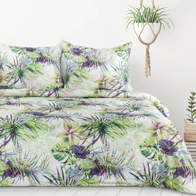 Produktbild von Eurofirany Bettwäsche Kissenbezug Bettbezug 160x200cm weiß grün Botanish 3tlg Set