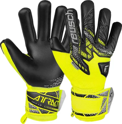 Zdjęcie produktu dla Rękawice bramkarskie Reusch Attrakt Gold X NC Junior w kroju Negative Cut 2025 safe yell/silver/black 7.5