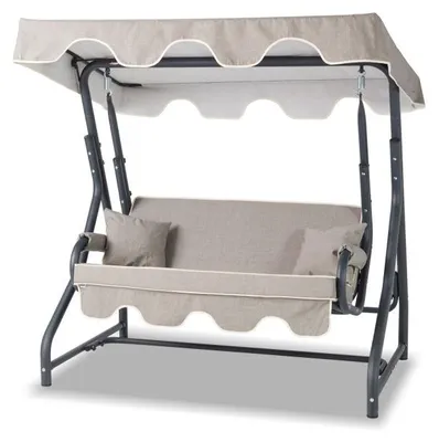 Image de Balancelle de jardin 2 places en métal et polyester anthracite et gris 170 x 170 x 110 cm