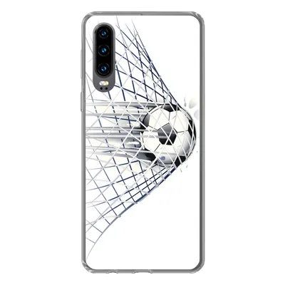 Produktbild von MuchoWow® Handyhülle Schutzhülle Hülle für Huawei P30 Eine Illustration eines Fußballs, der ins Tor geht - Jungen - Mädchen - Kinder Silikon Softcase Handy Hülle - Kartenbesitzer