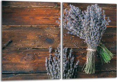 Produktbild von Herdabdeckplatten Set 2x40x52 cm Glaskeramikkochfeld Abdeckung Glas Spritzschutz, Lavendel Holz