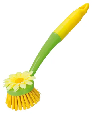 Obrázek produktu pro haug bürsten Květinový kartáč na mytí nádobí žlutý / světle zelený s textilním květem - 45102 21