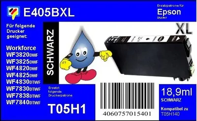 Produktbild von 405XL schwarz TiDis Ersatzpatrone m.18,9ml Tinte - ersetzt T05H1