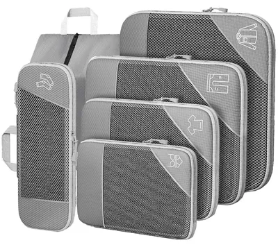 Immagine prodotto di Set organizer valigia cubi da viaggio - Set da 6 - Compressione - Oxford impermeabile - Nero