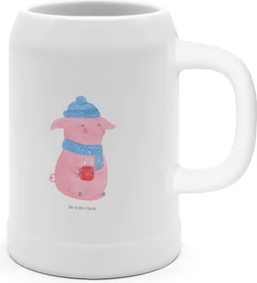 Produktbild von Mr. & Mrs. Panda Krug Schweinchen Glühwein - Weiß - Geschenk, Humpen, Betrunken, Weihnachtsmarkt, Bier, Steinkrug, Winter, Seidel, Spruch, Tonkrug