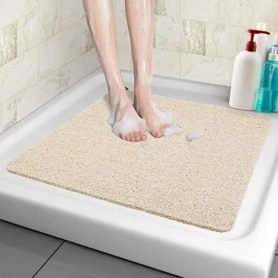 Zdjęcie produktu dla Ibenzoa® Antypoślizgowa mata pod prysznic z otworami odpływowymi – bezpieczeństwo i komfort w wannie i pod prysznicem, beżowa, 53 x 53 cm