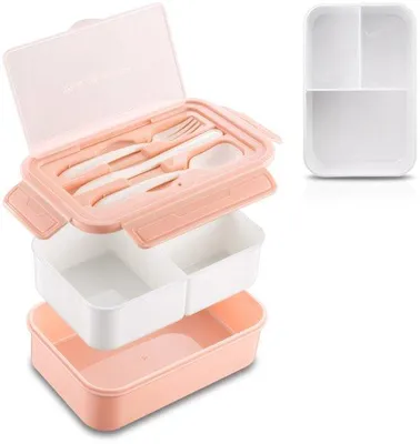 Produktbild von Geschikt für Erwachsene - 1400 ml - 3-Teiler für Kinder - inklusive Geschirr - magnetron- und Geschirrspülerbeständig - praktische Schultasche - roter Gegenstand