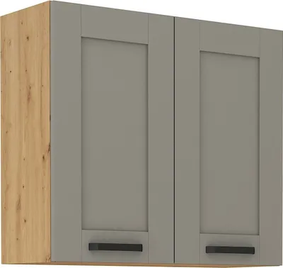 Produktbild von Küchenhängeschrank LAILI – Breite 80 cm, hellgrau / Artisan-Eiche