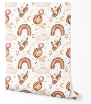 Zdjęcie produktu dla TAPETA NA ŚCIANĘ DZIECIĘCE ZWIERZĄTKA TĘCZA BALONY DO POKOJU DZIECKA 10m x 0.5m