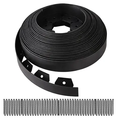 Image de Bordure de pelouse Relaxdays, 30 m x 5 cm, plastique, bordure de parterre flexible, 90 piquets d'ancrage, bordure pour parterres et pelouse, noir, Image générée par une IA