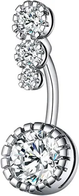 Produktbild von 1 Stück Damen Strass rund baumeln Nabel Ring Bauchnabel Piercing Schmuck-Silber