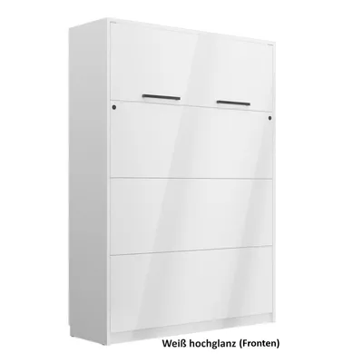 Produktbild von Schrankbett Wandbett Klappbett vertikal GN 160x200 mit LED weiß hochglanz