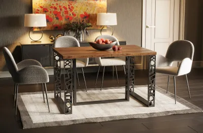 Image de Endo-Moebel Table de salle à manger Ewerest 130cm - 330cm extensible Table de cuisine à patins métalliques (chêne de Stirling)