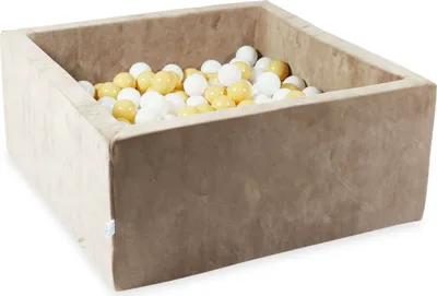 Immagine prodotto di Piscina di palline 90x90x40 vellutata e morbida beige scuro - Con 400 palline / bianco, beige