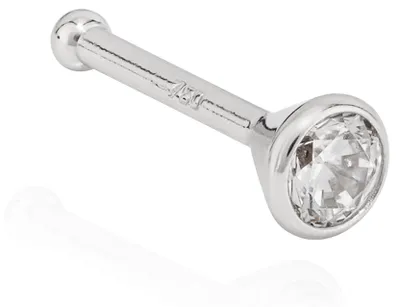 Produktbild von Nasenpiercing 750 Weiß Gold 18 Karat Nasenstecker 2,5mm Zirkonia Weiß Piercing