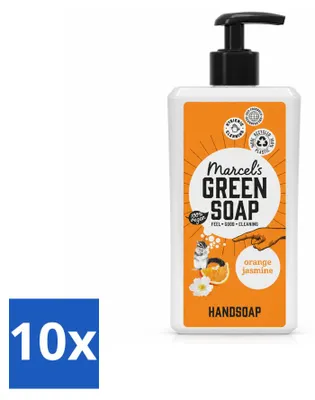 Obrázek produktu pro 10 kusů ručně vyráběného mýdla Marcel's Green Soap na ruce – pomeranč a jasmín – 500 ml – výhodná balení