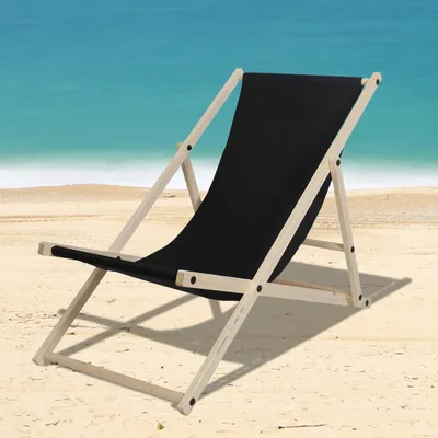 Produktbild von Jiubiaz Liegestuhl Chair Liege Klappbar Holz mit Armauflagen Campingstuhl klappliege schwarz