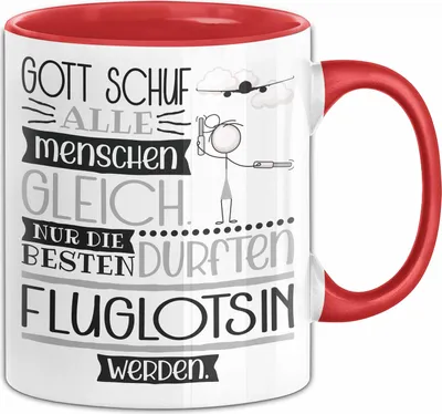 Produktbild von Fluglotsin Geschenk Becher Tasse Gott Schuf Alle Menschen Gleich Nur Die Besten Durfeten Fluglotsin Werden Geschenkidee Lustig (Rot)