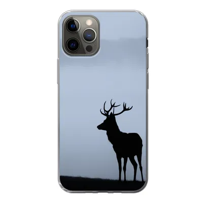 Produktbild von MuchoWow® Handyhülle Schutzhülle Hülle für iPhone 12 Pro Hirsch - Nebel - Silhouette Silikon Softcase Handy Hülle - Abdeckung