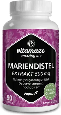 Produktbild von Mariendistel 500 mg Extrakt hochdosiert vegan Kps. 90 St