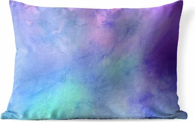 Produktbild von MuchoWow® Outdoor Kissen - Aquarell - Blau - Lila - Grün - 50x30 cm - Wetterfest - Lounge Kissen - Sofa kissen - Wohnzimmer Dekoration
