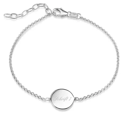 Produktbild von MATERIA by Matthias Wagner Gravur Armband Damen Silber 925 mit runder Gravurplatte 16-19cm mit Schmuckbox SA-157-Silber