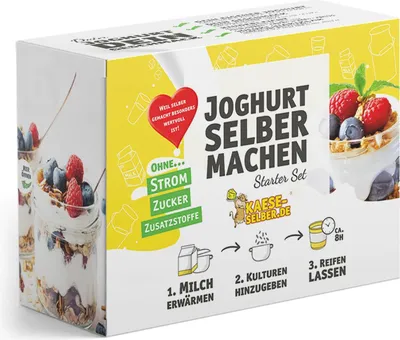 Produktbild von Joghurt selber machen Starter Set - Joghurtkultur wählbar: mit Y Kultur (mildes Aroma)
