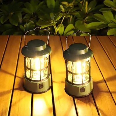 Produktbild von Batteriebetriebene Campinglampen, 2er Set, dimmbar, tragbar, IPX4 wasserdicht, für Camping, Stromausfall und Notfall.