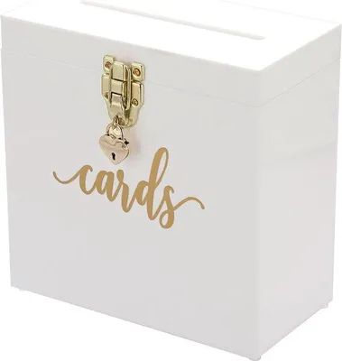 Image de Boîte à cartes de mariage Famanu, avec serrure et clé - Blanche