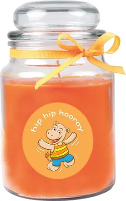 Image de Bougie parfumée Pot de bonbons Design : BD, Melon ( Orange ) - 500g