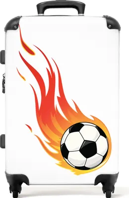 Obrázek produktu pro NoBoringSuitcases.com® Velký kufr - Fotbal - Oheň - Ilustrace - Chlapci - Děti - Kombinovaný zámek TSA - Pevná skořepina na kolečkách - 72 litrů - Cestovní kufr - 66 cmKufr střední 67x43x25 cm, 72L,