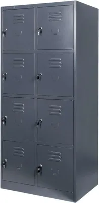 Zdjęcie produktu dla Szafka ubraniowa skrytkowa BHP metalowa Mega-M J-80/8 8-drzwiowa grafitowa 80x50x180cm skręcana