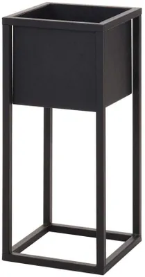 Immagine prodotto di Ibenzoa®: Porta piante in metallo nero, con vaso integrato, per interni – moderno elemento decorativo e supporto per piante, ideale per soggiorno e camera da letto