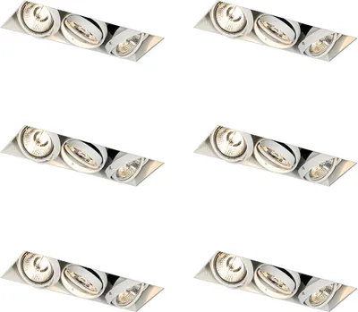 Produktbild von QAZQA - Set mit 6 Einbauspots weiß GU10 AR70 Trimless 3-Licht - Oneon I Wohnzimmer I Schlafzimmer - Stahl - LED geeignet GU10