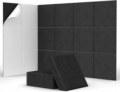 Zdjęcie produktu dla 18 Pakietów Samoprzylepnych Paneli Dźwiękochłonnych 30X30X0,9Cm Kwadratowe