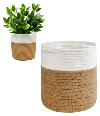 Produktbild von 20 cm Pflanztopf für Pflanzen aus Baumwollseil, gewebter Aufbewahrungskorb für Zimmerpflanzen, Blumentöpfe und Wäsche