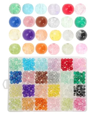 Imagen del producto de Omgoods - Cuentas de vidrio, 480 unidades - Cuentas redondas - 8 mm - Colores surtidos - Cuentas para joyería - Fabricadas con vidrio de alta calidad - Cuentas para joyería