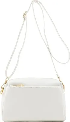 Image de ASKSA - Sac à bandoulière pour téléphone portable Sac à bandoulière en cuir végétal avec fente pour cartes, bandoulière amovible réglable, blanc