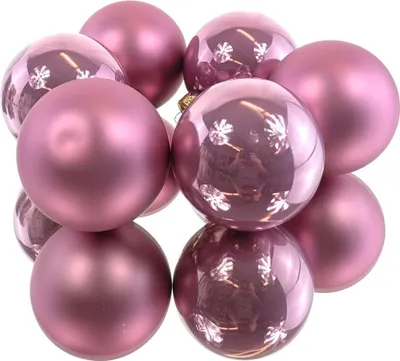 Produktbild von Christbaumkugeln Altpink 3 x glänzend & 3 x matt Ø 8 cm aus Glas - 6er Set