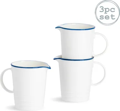 Produktbild von Nicola Spring 3 Stück Land Bauernhof Weiß Milchkännchen Set mit Ausgießer - 300ml