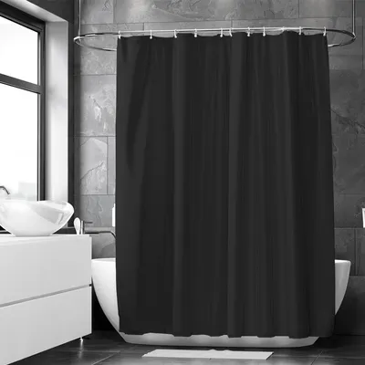 Immagine prodotto di Tenda da doccia nera, impermeabile, 180x200 cm, con anelli, per il bagno