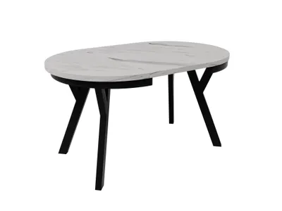 Produktbild von Esstisch ARI Rund 90-190 cm Ausziehbar Marmor Bianco Weiß Glamour Metallbeine