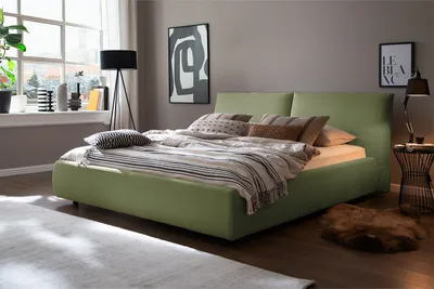 Produktbild von KAWOLA Bett HENRY Polsterbett Cord olivgrün 160x200cm
