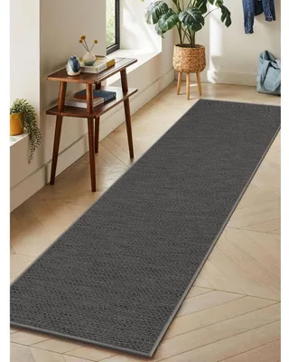 Image de Tapis de sol pour cuisine, gris, 65x240 cm, en polyester, antidérapant