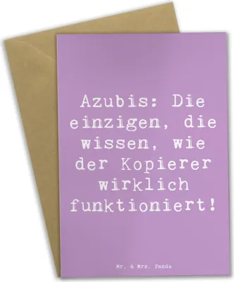Produktbild von Mr. & Mrs. Panda Grußkarte Spruch Auszubildende Kopierer - Lavendeltraum - Geschenk, Berufsgestaltung, Beruf, einladungskarten, kommunionskarte, Azubi, Kopiererexperten