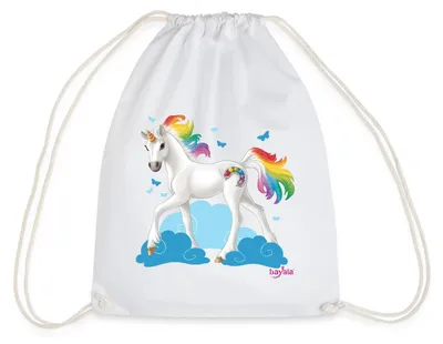Produktbild von Spreadshirt Schleich Bayala Regenbogeneinhorn Turnbeutel, One size, Weiß